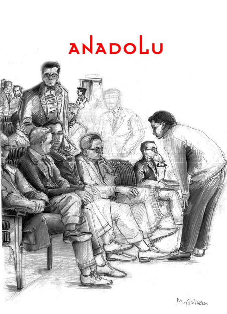 Konyada Karakalem Toplantı Çizimi