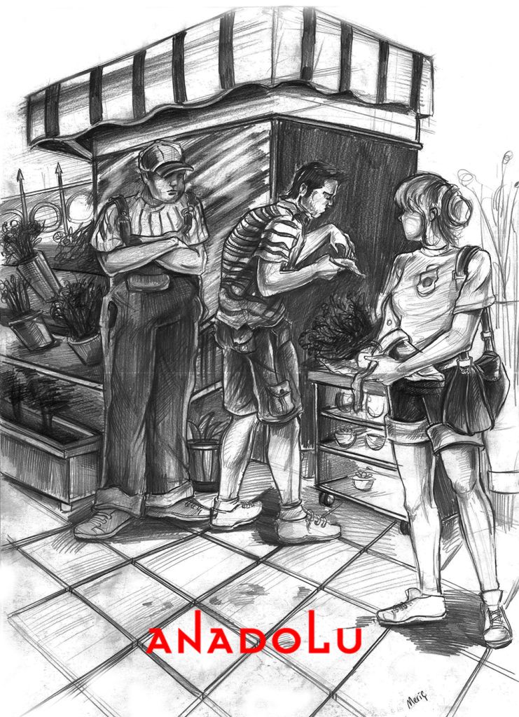 Karakalem Çiçek Satışı Yapan Tezgahtar Konyada