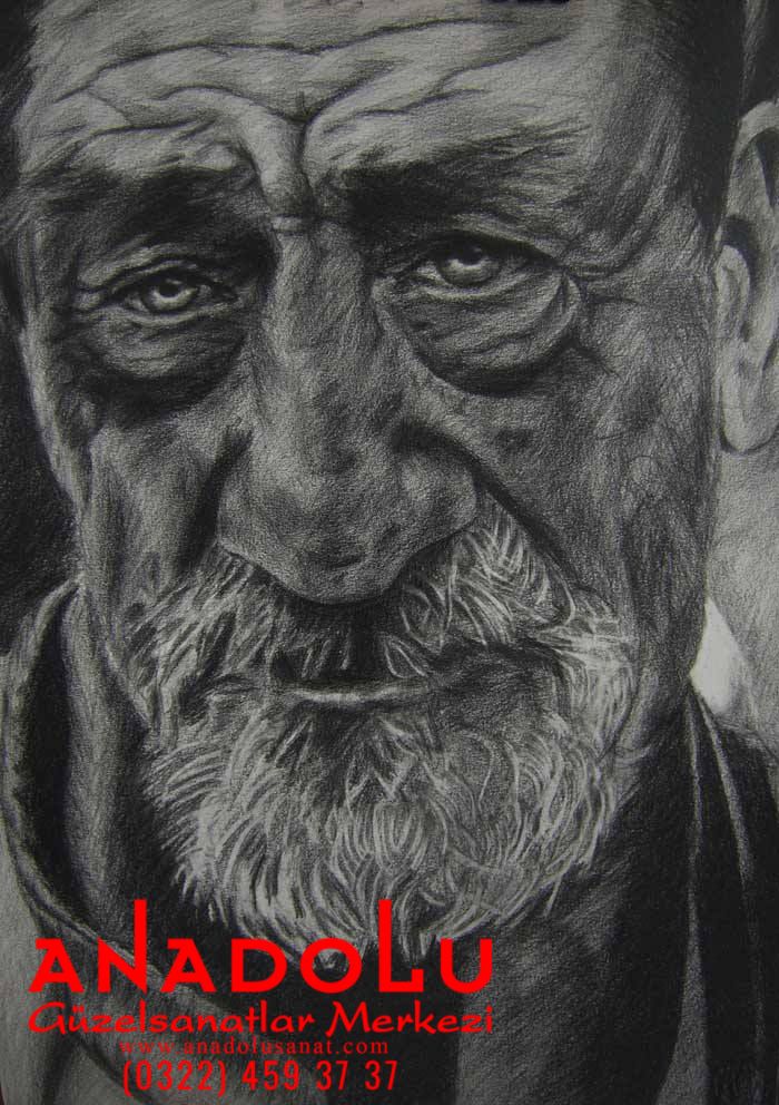 Karakalem Yaşlı Yüzü Çizimleri Konyada
